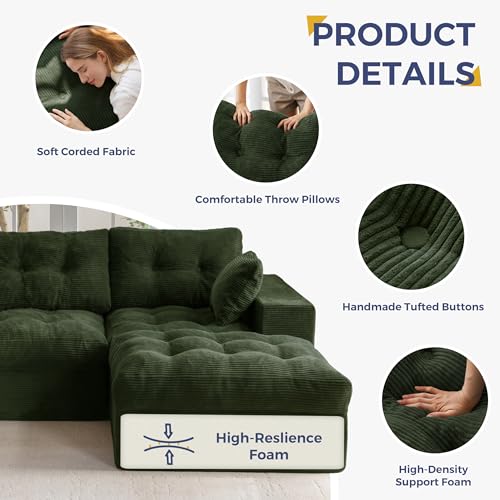 Image of MAXYOYO Modular Sectional Sofa with Ottoman and Loveseat, Cloud Boneless Couch with Layered Cushion, Flexible Module Combination Sofa for Living Room, No Assembly Required,Dark Green