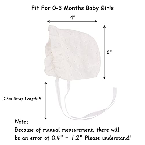 Baby Girl Bonnet Eyelet Lace Cotton Christening Bonnet Toddler Handmade Beanie Sun Protection Hat (Double Layer Sun Flower, 0-3 Months) #TOP6