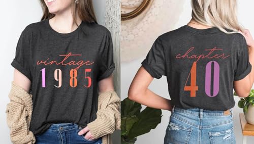 40th Birthday Shirts for Women Vintage 1985 T Shirt Casual Short Sleeve Birthday Party Outfits Tops2