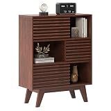 SDHYL Storage Cabinet with Drawers and Sliding Doors, Free Standing Sideboard Buffet Cabinet, Mid Ce