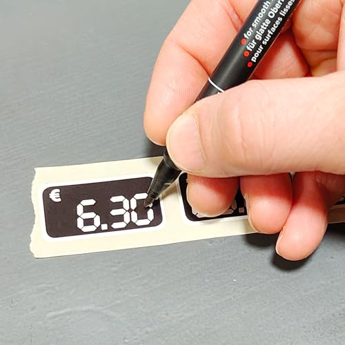 Leddy Living Etichette Prezzo Euro Digit 38x20 mm Adesive Carta Scrivibile Personalizzabili con Pennarello Sistema a Segmenti Digitali per Negozi Mercati (448 Etichette)