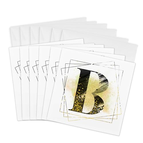 Cartes de vœux lettre B aquarelle moderne jaune noir 15x15cm