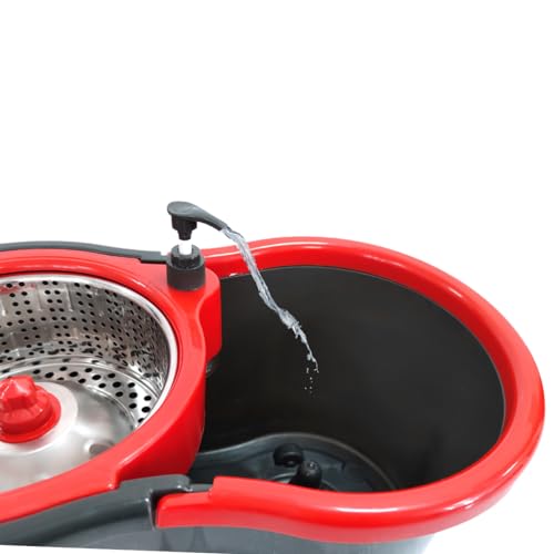 Mop Giratório Balde Cesto Inox Limpeza Esfregão 360