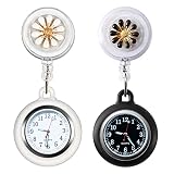 Krankenschwesteruhren,Krankenschwester Armbanduhr Einziehbare, 2 Pcs Schwesternuhr mit Glow Pointer und Clip,Taschenuhr Für Damen Herren,Ansteckuhr Fob für Krankenschwestern und Ärzte (schwarz+weiß)