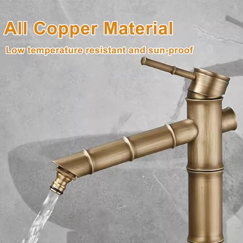 Columna de agua de jardín de cobre para exteriores con grifo, fuente decorativa de agua para riego, extraíble y ajustable en altura