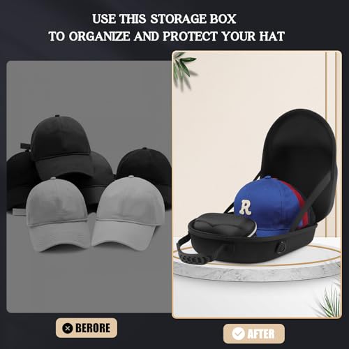 Wlicon Hutkoffer für Baseballmützen, Hut-Reisekoffer Aufbewahrungstasche Hutträger, tragbarer Hut-Gepäckkoffer abnehmbare Brillenbox, Schmuck-Aufbewahrungstasche, Hut-Aufbewahrungsclip