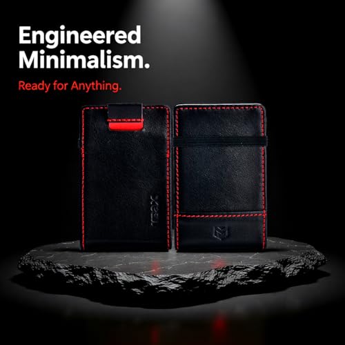 Image of RFID Minimalist Slim Wallet for Men and Women, Holds Up to 12 Cards, Cash, Key Thin and Lightweight Credit Card Holder, Black Eco Leather