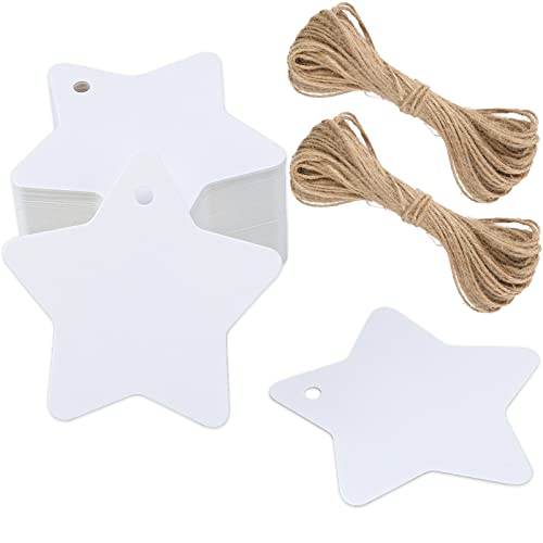 G2PLUS White Star Gift Tags - 100PCS Christmas Labels with String, 6cm...