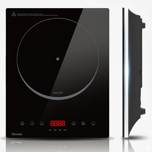 Induction Cooktop, TOPWISH Portable Hot Plate Electric Induction Burner, 10 Temp Levels up to 464°F, 110-120V Electric Stove Top Cooker with High Energy Efficiency & Kids Lock for Cooking, 1600W