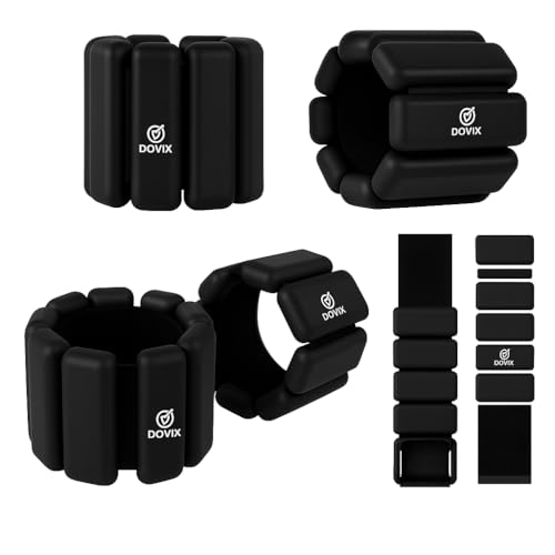 Pilates Wrist & Ankle Weights for Men/Women Leg and Arm Weights set of 2 (2kg/4lbs) Adjustable Ankle weights for Strength Training Walking Running Gym & home workout Fitness accessories- BLACK