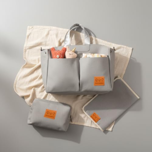 Image of abracadabra Everyday Essentials Diaper Bag For Mother, Maternity Bag for Newborn Baby, Waterproof and Multipurpose, (37 x 14 x 28 cm) - Misty Grey