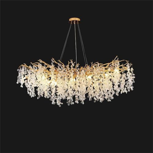 Lustre en cristal avec branches d'arbres moderne rectangulaire de luxe L39.4