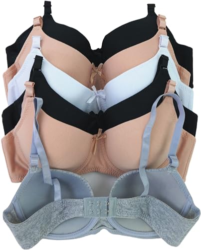 Image of ToBeInStyle Women's Pack of 6 Padded Assorted Styles Supportive Bras Cup Size - A to DDD