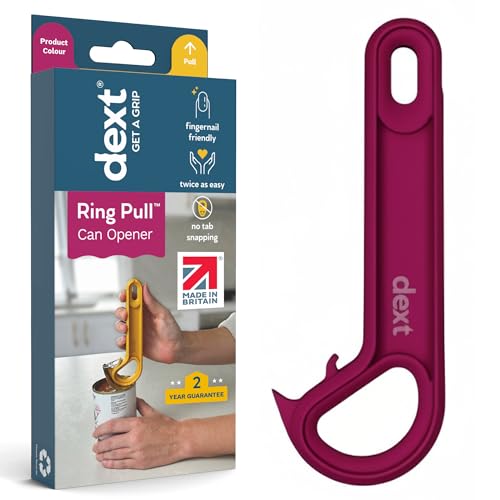 Dext - Ring Pull Can Opener, Pop Can Opener for Seniors, Arthritis, and Parkinson’s, Easy Open, Ergonomic Handle with Comfortable Grip. Perfect for Drinks, Pet Food, and More (Mulberry)