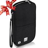 BOACAY Reisepass Tasche mit RFID, Reiseunterlagen Organizer für Damen & Herren, Familie Reiseorganizer, wasserdichte Hülle, Etui für Tickets, Geld, Karten