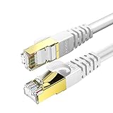 25m KASIMO LANケーブル CAT8 カテゴリー8 超高速 防犯カメラ用 POE給電 最大40Gbps 2000MHz CAT8準拠 26AWG RJ45 SFTP 二重シールド ツメ折れ防止 光回線 有線ケーブル 屋外 イーサネットケーブル モデム ルーター ラップトップ プリンター PoE PS3 PS4 XBoxに対応 (ホワイト,25m)
