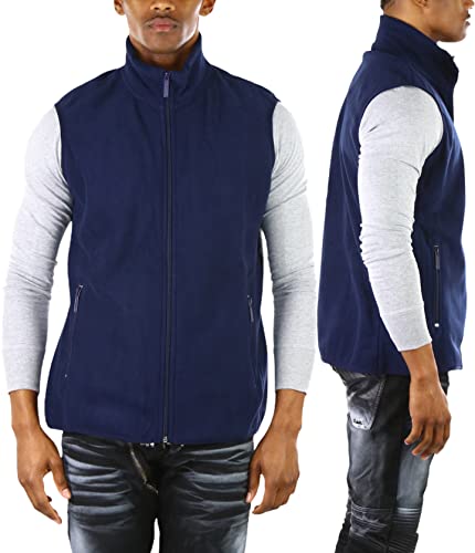 Image of ToBeInStyle Men's Zip Up Sleeveless High Collar Polar Fleece Vest