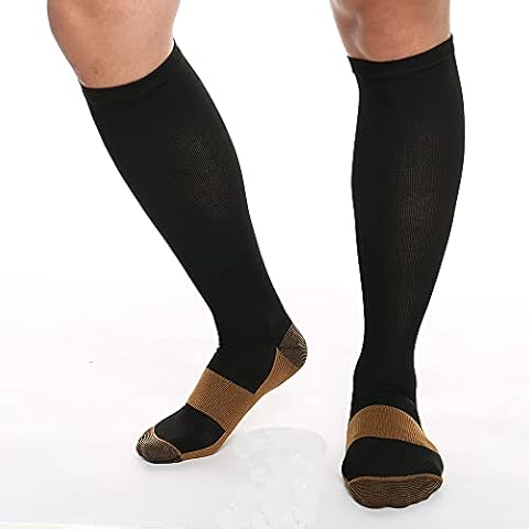 HOPPOLE Compression Socks for women men- Copper Infused Calf Socks for Leg Circulation 20-30 mmhg- Foot Compression Sleeve for Leg Swelling and Discomfort Relief Cover