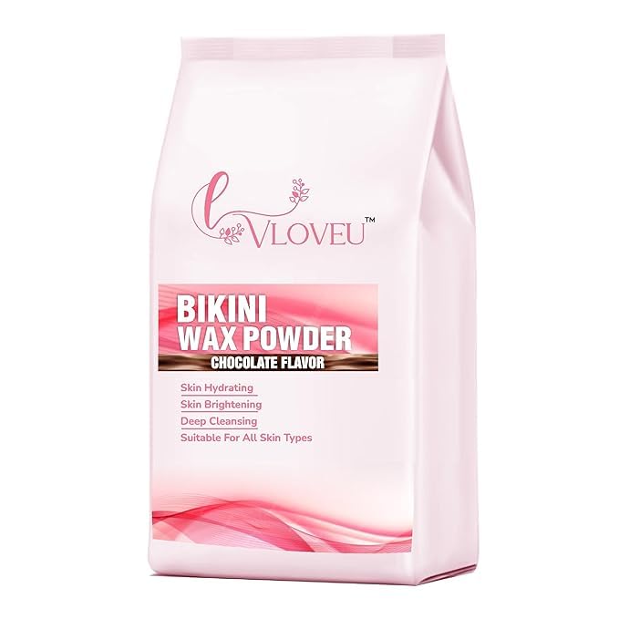 Image of VLOVEU - Bikini Wax Powder for Women - 5 Minutes Painless Herbal Wax Powder for Hair Removal|No Chemicals - No Irritation, Bikini Wax for Women and Girls (120g) (Chocolate, Pack of 4)