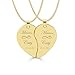Engraved Gold Couple's Broken Heart Necklace Set - Ships from USA