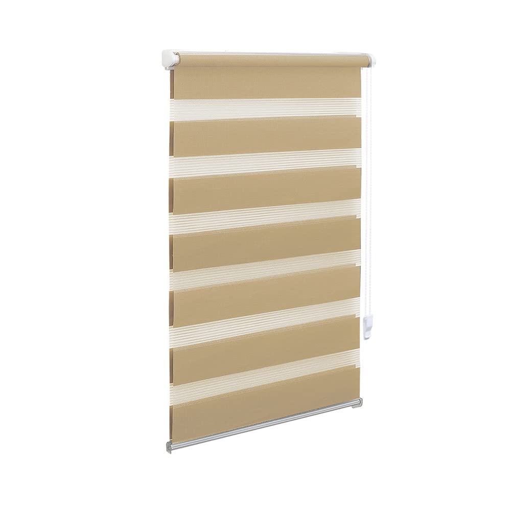 OBdeco Double Roller Blind Duo Roller Blind with Klemmfix No Drilling for Windows Translucent and Blackout 85 x 130 cm. Fabric Width, Approx. 81 cm, Sand