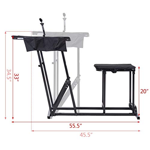 Goplus Portable Shooting Table Seat Set, Deluxe Shooting Bench with Adjustable Gun Rest and Ammo Pockets for Outdoor Range and Hunting