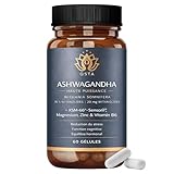 Ashwagandha KSM-66 + Sensoril (15-20% Withanolides) Adaptogène et Nootropique pour un Sommeil Profond, le Bien-être, l'Énergie, Cortisol | 2 mois