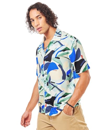 Chemise homme coton et viscose au col resort pour les vacances et terrasses d'été