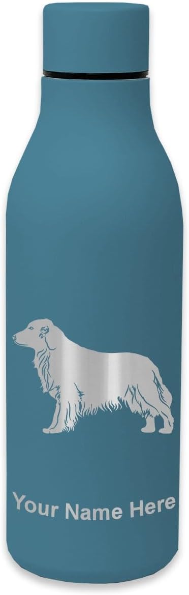 LaserGram Double Wall Stainless Steel Water Bottle, Golden Retriever Dog, Personalized Engraving Included