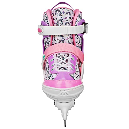 Lake Placid Monarch Adjustable Ice Skates, Medium (1-4), Mini Unicorn - Thumbnail 2