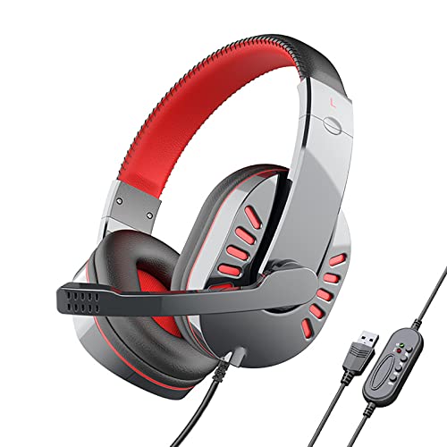 ゲーミングヘッドセット ゲーミングヘッドホン イヤフォン イヤホン マイク ノイズキャンセリングヘッドホン ヘッドフォン 有線ヘッドセット 快適着用 軽量 立体音 40MMスピーカー テレワーク 在宅勤務 レッド PS4版