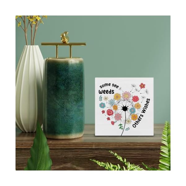   Spring-Decorations-Country-Some-See-Weeds-Others-Wishes-Wood-Sign-Floral-Spring-Home-Decor-Indoor-for-Table-Desk-Shelf-5-X-5-Inches