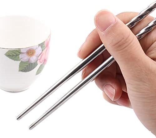 Chopsticks 10 Pair Stainless Steel Metal Food Grade Chopsticks Non-slip Reusable Chopstick Sticks For Sushi Tableware