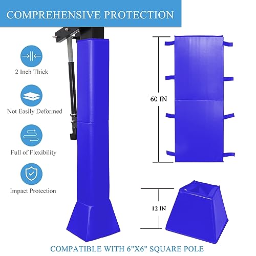 Katop Square Basketball Pole Pad, Heavy Duty Protective Pole Padding Fits 5\"x5\", 6\"x6\" Pole&Base, Durable UV-Resistant Waterproof Basketball Hoop Padding for Player Safety Outdoor and Indoor - Thumbnail 2