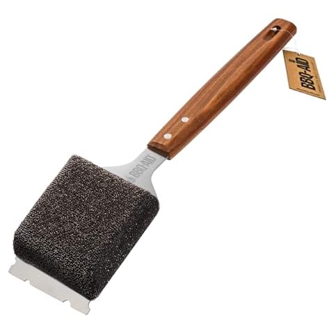 BBQ-AID Bristle Free Grill Brush and Scraper for Barbecue – Grill Brush for Outdoor Grill with Extended, Large Wooden Handle and Replaceable Head –No Scratch- BBQ Grill Cleaning Accessories. Cover