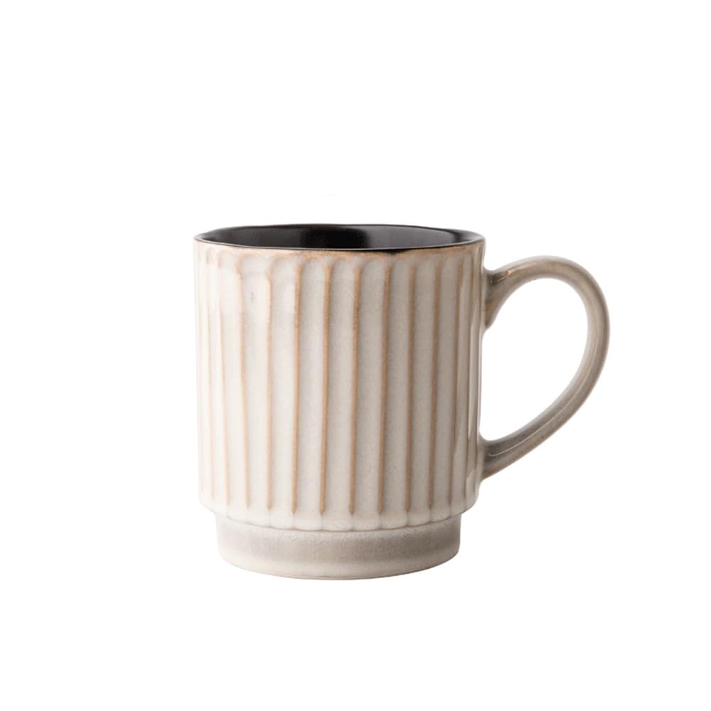 Grande tasse à café en céramique avec relief élégant idéale pour le thé au lait