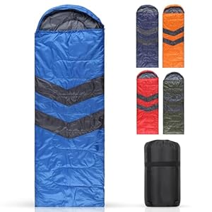 Trimming Shop Sleeping Bag for Adults & Kids with Double Sided Zip, 4 Seasons Lightweight & Waterproof Sleeping Bag Camping Bed for Single Adult, Hiking or Camping Accessories for Cold & Warm Weather