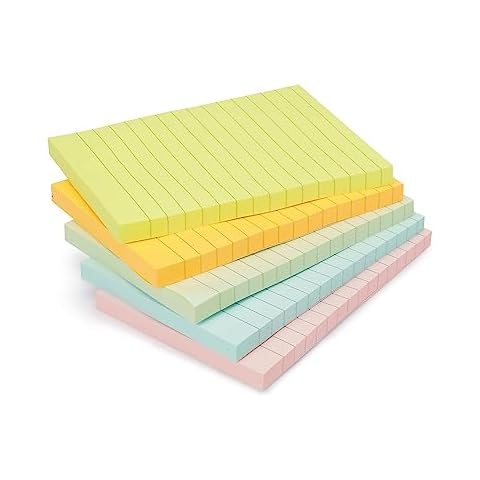 Amazon Basics Assorted Color Sticky Notes, 4x6, 5-Pack Cover