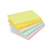 Amazon Basics Lined Square Sticky Notes, 10.16 x 15 cm, Assorted Colours, Pack of 5