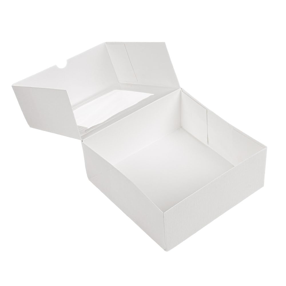 Lot de 50 boîtes à pâtisserie avec fenêtre 'Thepack' 250 g/m2 + Opp 18 x 18 x 7,5 cm Blanc Carton Ondulé Nano-Micro