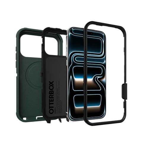 Image of OtterBox iPhone 17 Pro Max (Only) - Defender Series Case - Roasted Cashew Mist (Green & Black) - Snaps on MagSafe - Tough - Rugged & Durable