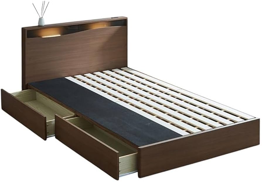 Amazon｜ベッドフレーム ワイドダブルベッド フレームのみ 引き出し