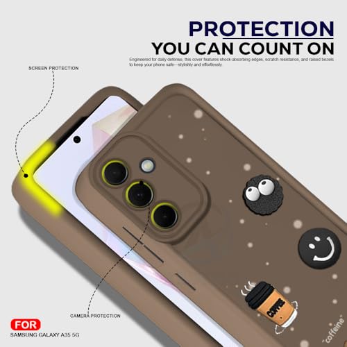 Image of AESTMO Back Case Cover for Samsung Galaxy A35 5G Back Cover | Cute Fun Cartoon 3D Ball | Coffee Silicone Case | Full Body Protection | Camera Protection Back Cover for Samsung Galaxy A35 5G (Brown)