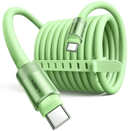 Image of LISEN 10FT USB C Cable Fast Charging, Chubby 240W Cable USB C to USB C Fast Charging Soft Silicone USBC to USBC Parallel Cable for iPhone 17 Pro Max 16 15 Samsung S25 Ultra MacBook Pro Air iPad Green