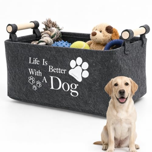 XIAOjnHONG Filz Hundespielzeug Aufbewahrung 39x26x17.5cm Faltbare Filz Box