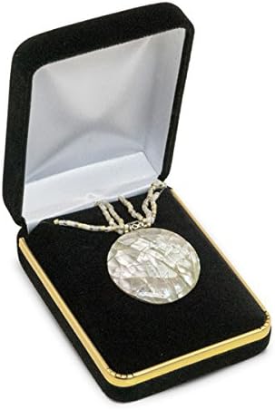 Small Pendant Box Black Velvet with Gold Trim