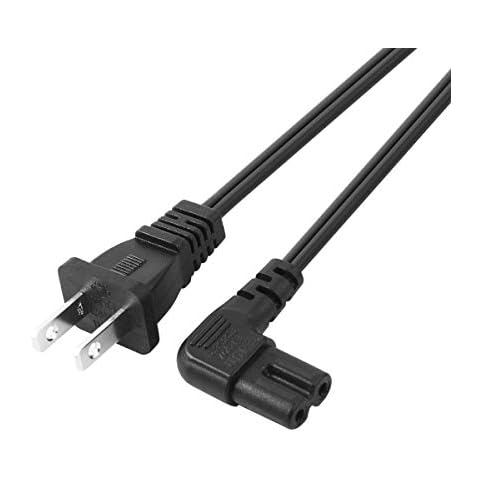 VSEER Universal 2 Prong Power Cord 1 Feet - NEMA 1-15P to IEC320 C7 Figure 8 Shotgun Connector AC Power Supply Cable Wire Socket Plug Jack Right Angle Replacement Black (1FT) Cover