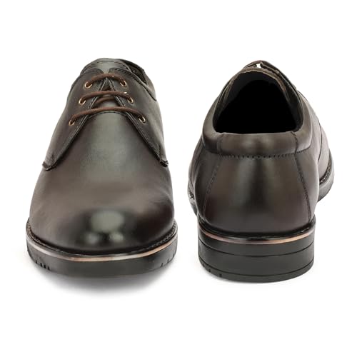 Image of Leatherful Formal Lace-up Derby Shoes for Men | Full Grain Leather | TPR Sole & Nappa Lining | Office, Party, All Occassion | Genuine Leather | Smart Casual - YKDB020BL1S-06
