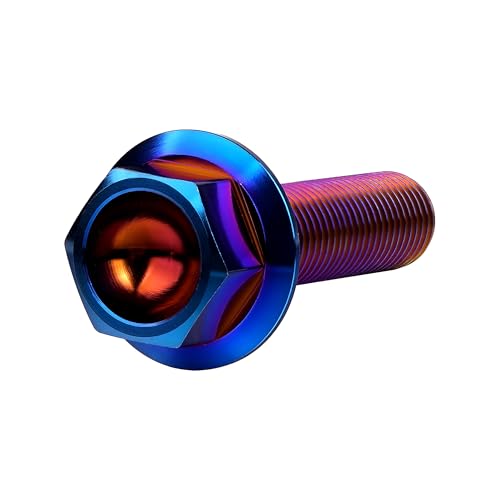 Image of Ti Screws M10 x 20 25 30 35 40 45 50 55 60 65 70 75 80 90 100mm 1.25 Pitch Titanium Flange Hex Bolt Pack of 4 (Burnt Blue, M10x40mm)