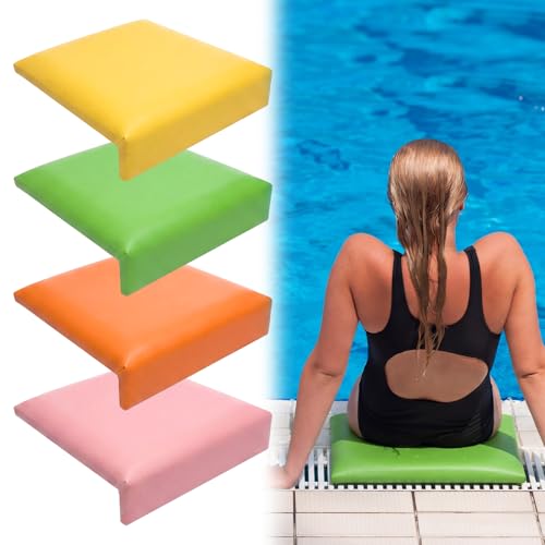 Novabright 4 Pcs Pool Seats for Edge of Pool Poolside Seating Mat with Soft Foam Pad Anti-Slip Cushion Waterproof Bath Seat Chair Poolside Accessories for Summer Outdoor Beach (Multicolor 12 Inch)